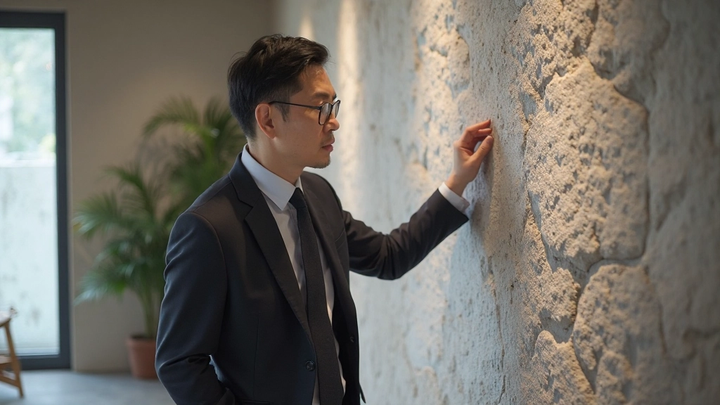 石材を使用した洗練なテクスチャー壁面のクローズアップ