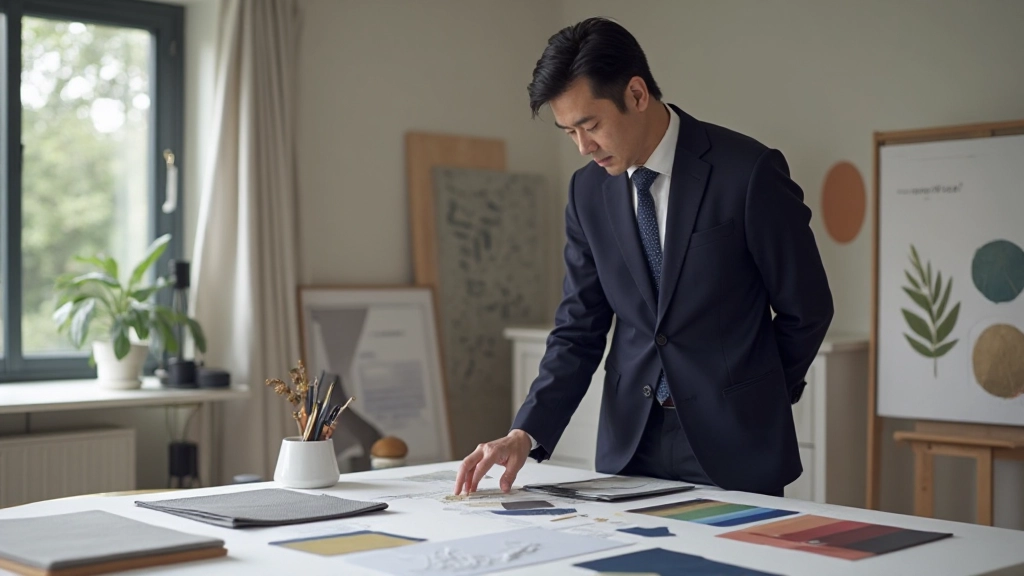 様々な色彩パレットが並ぶインテリアデザインの参考イメージ